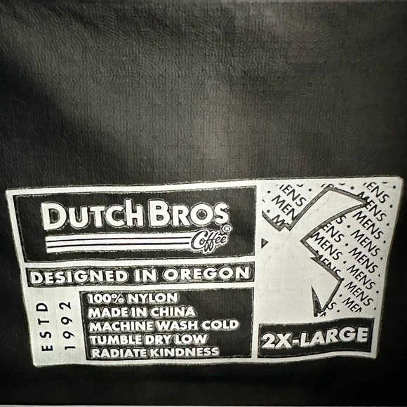 Dutch Bros Coffee Khaki Full Zip Up Rain Jacket MEDIUM + XXL Excellent Unisex - Picture 7 of 15